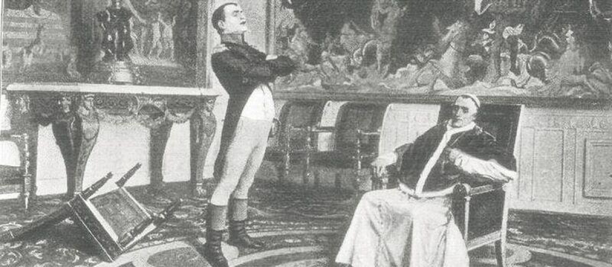 Napoleón y el Papa Pío VII en Fontainebleau
