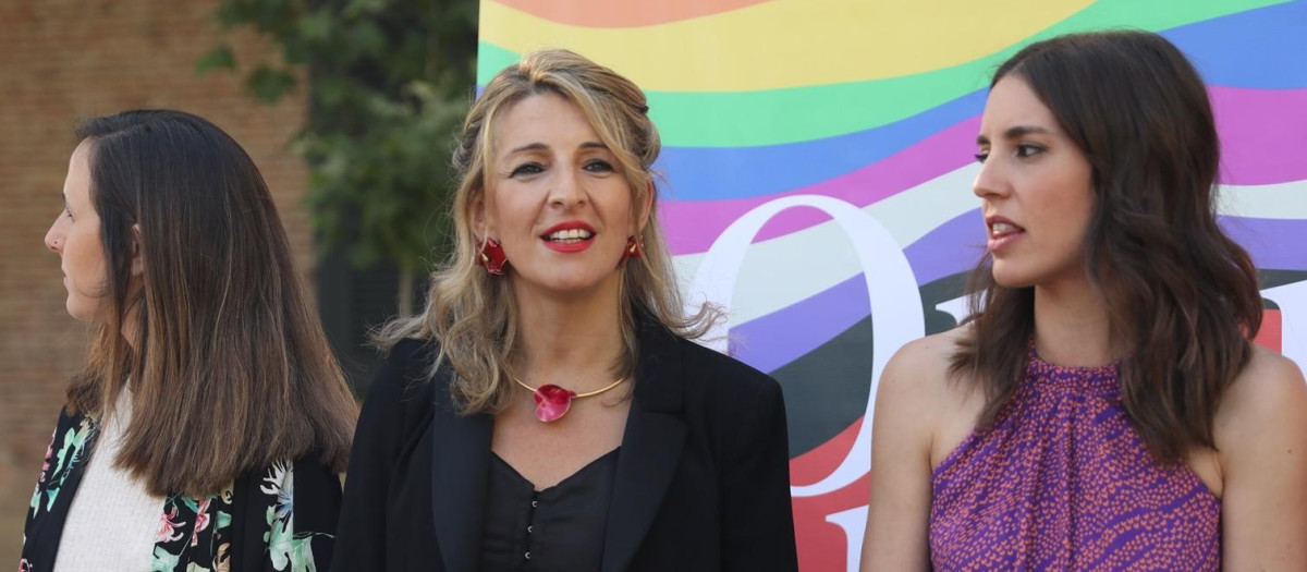 Ione Belarra, Yolanda Díaz e Irene Montero, en una imagen de archivo