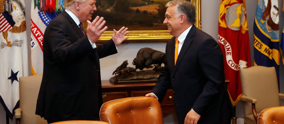 Orban y Trump se saludan con afecto en uno de sus encuentros