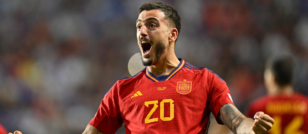 Joselu, con la camiseta de la selección española