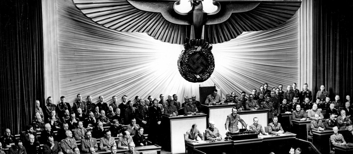 Hitler anuncia la declaración de guerra contra Estados Unidos ante el Reichstag el 11 de diciembre de 1941
