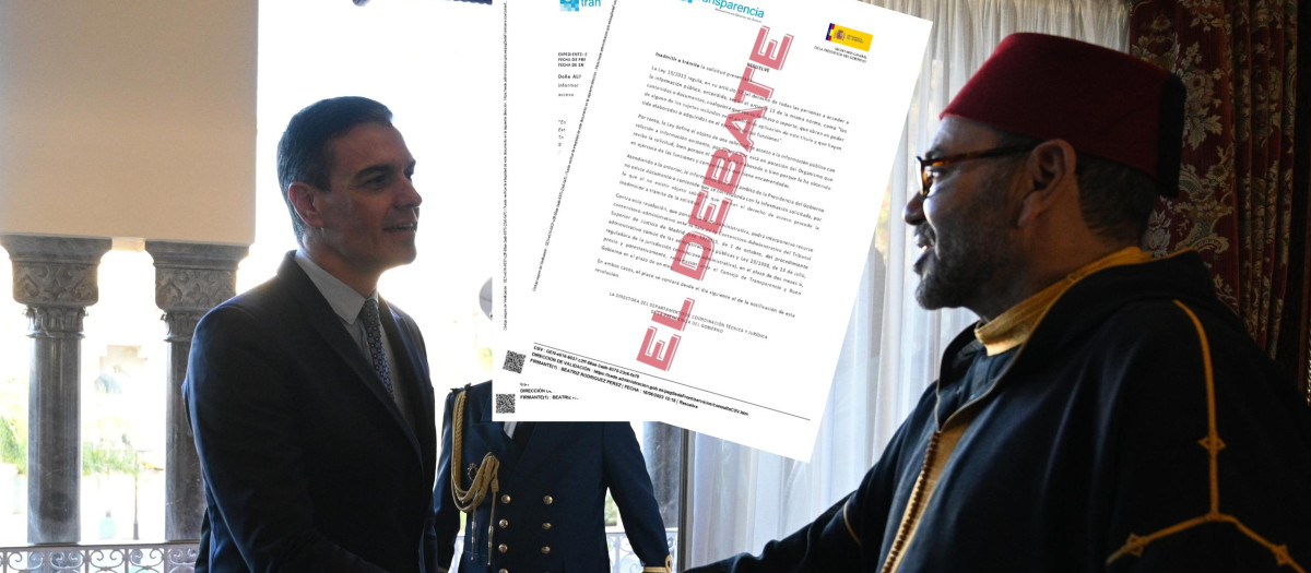Montaje de Pedro Sánchez junto al Rey Mohamed VI