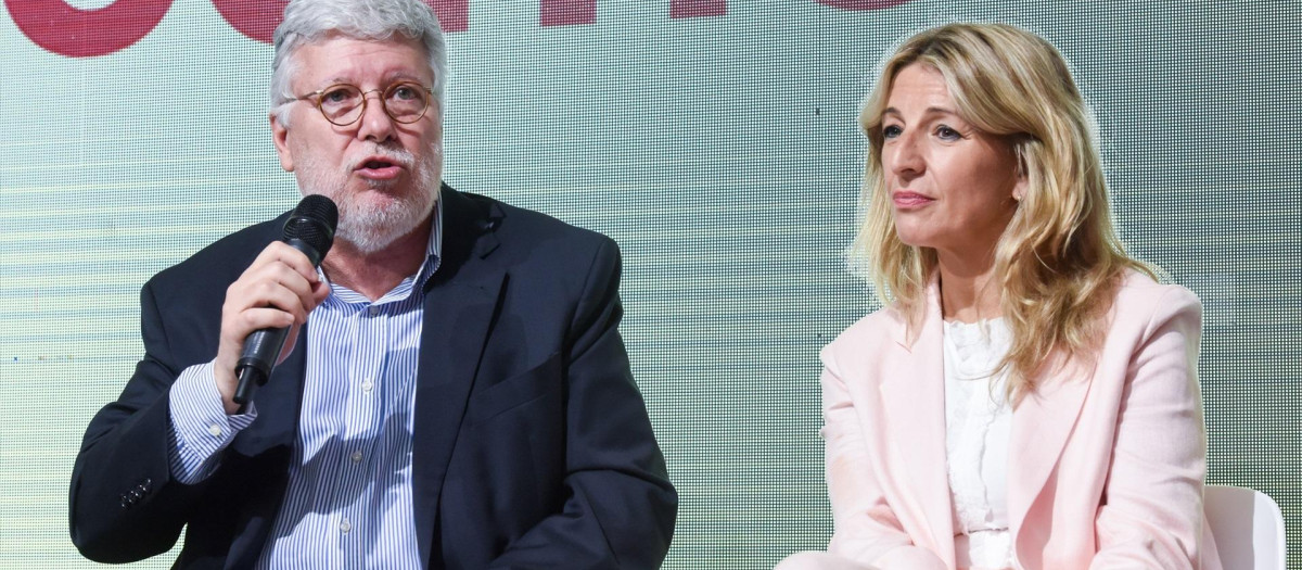 El embajador de España ante las Naciones Unidas, Agustín Santos Maraver, junto a Yolanda Díaz