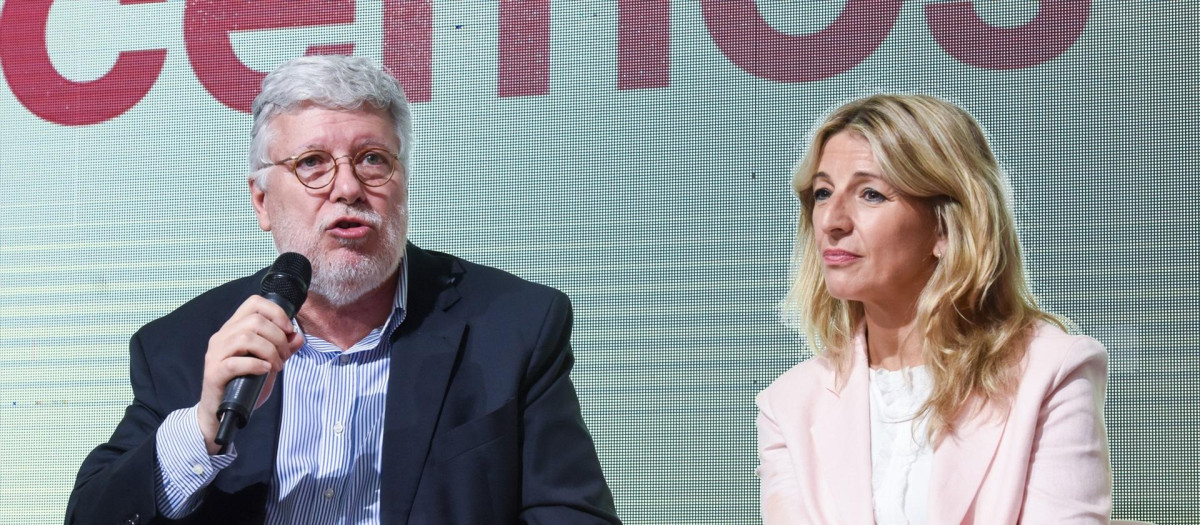 El embajador de España ante las Naciones Unidas, Agustín Santos Maraver, junto a Yolanda Díaz
