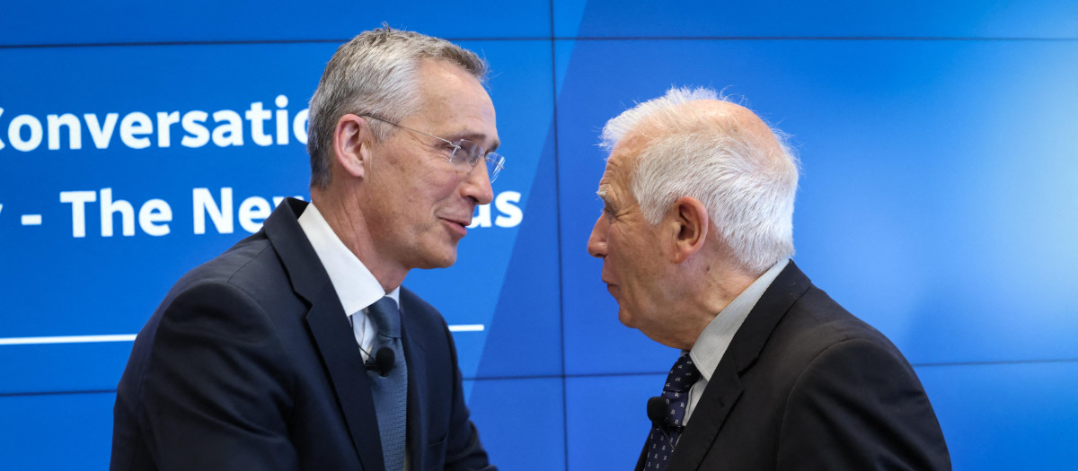 El secretario general de la OTAN Jens Stoltenberg y el jefe de la diplomacia europea Josep Borrell