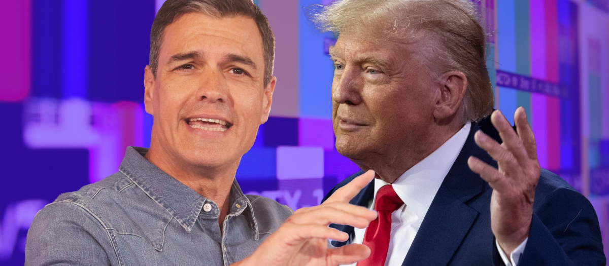 Fotomontaje de Pedro Sánchez y Donald Trump