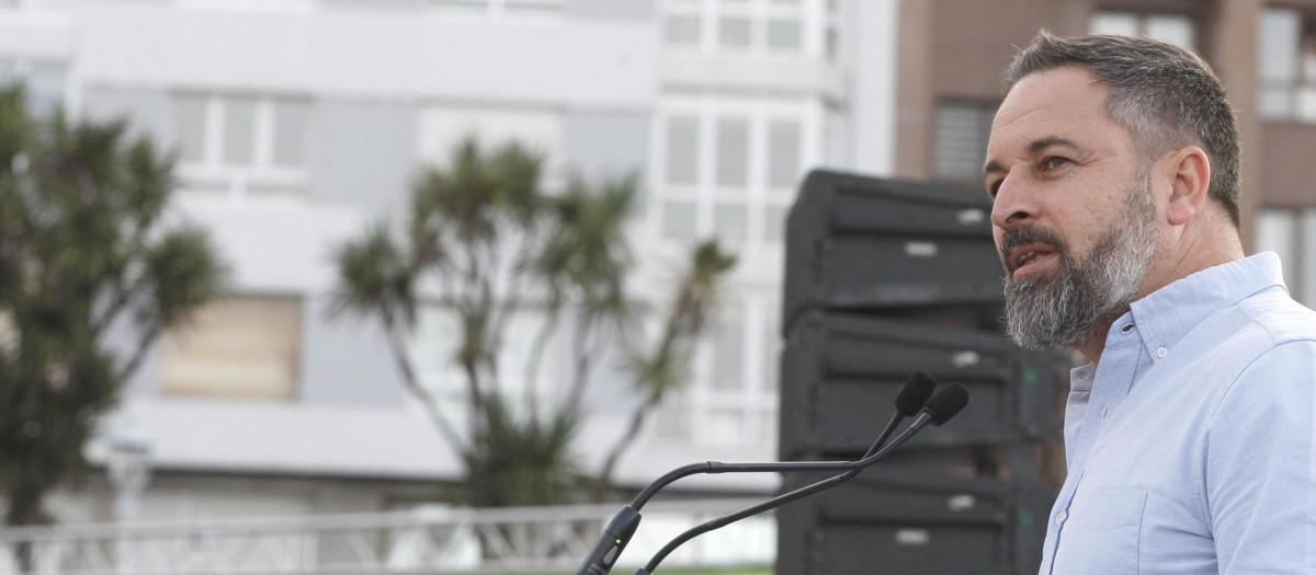 El presidente de Vox, Santiago Abascal, durante un acto de Vox en Gijón