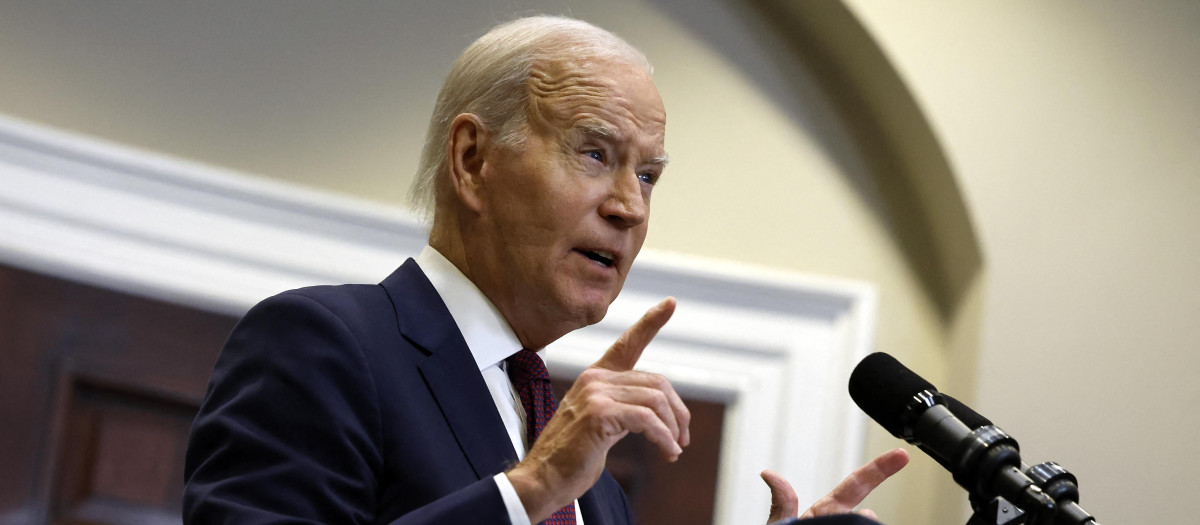 Joe Biden presidente de EE.UU. durante un discurso en la Casa Blanca