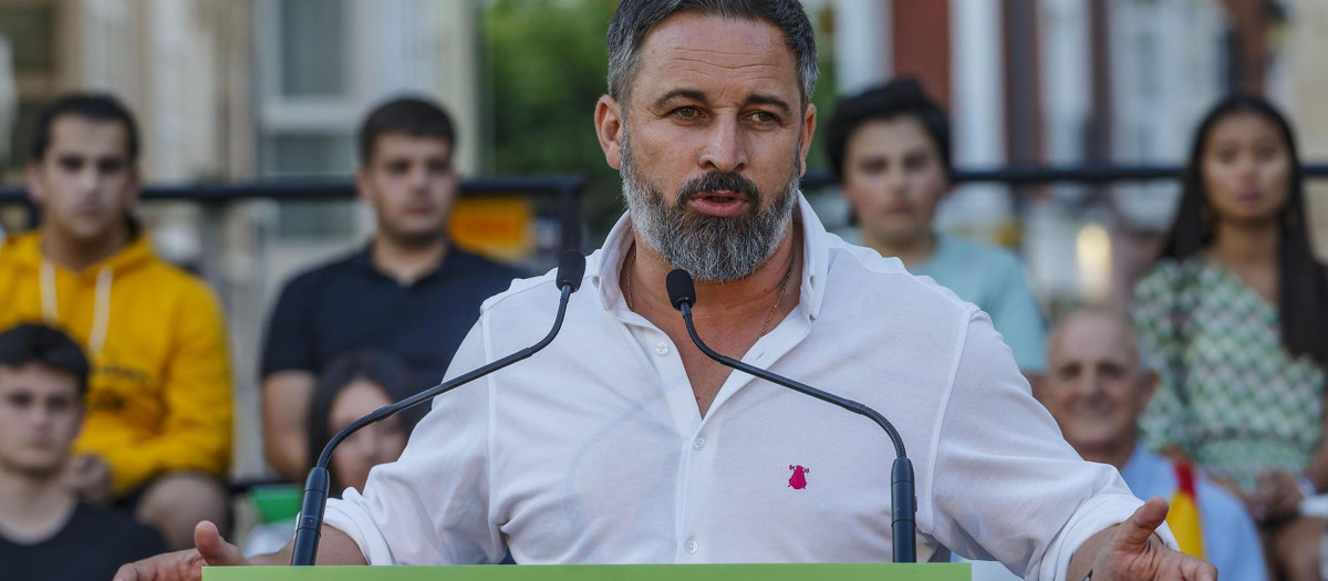 El líder de Vox, Santiago Abascal, en un mitin de precampaña en Burgos