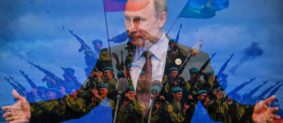 Vladimir Putin en un hipotético escenario de Guerra Mundial, imagen publicada en Le Grand Continent