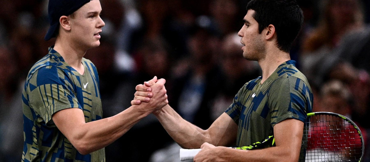 Holger Rune y Carlos Alcaraz, en el Masters 1000 de París 2022
