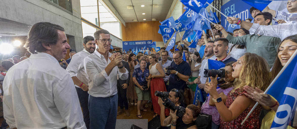 Feijóo, Aznar y López Miras, este miércoles en Murcia