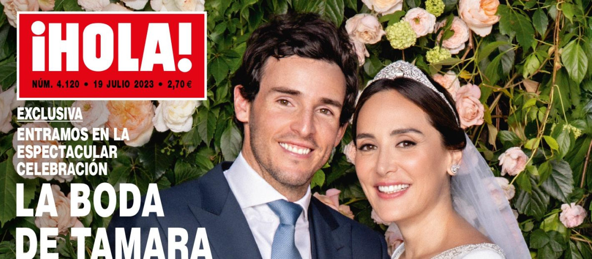 MADRID, 09/07/2023.- Portada de la revista Hola con la boda de Tamara Falcó e Íñigo Onieva y que mañana lunes aumenta considerablemente la tirada, tres veces más de lo habitual. EFE/Revista Hola. ***/SÓLO USO EDITORIAL/SÓLO DISPONIBLE PARA ILUSTRAR LA NOTICIA QUE ACOMPAÑA (CRÉDITO OBLIGATORIO)***.