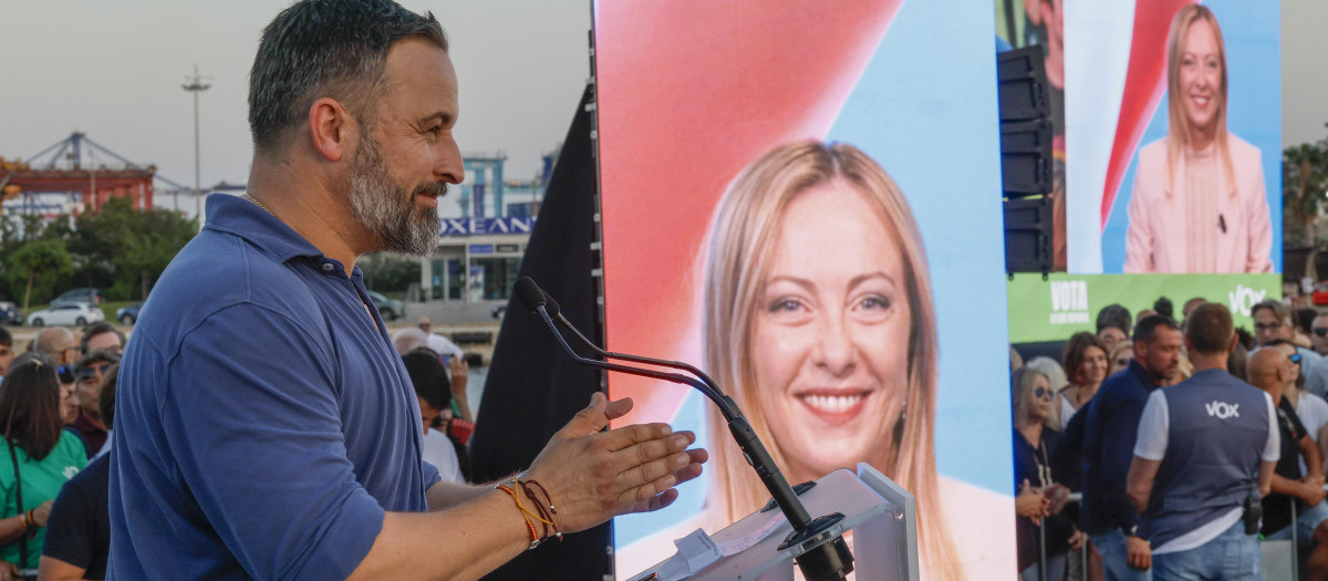 Santiago Abascal y Giorgia Meloni, el jueves en Valencia