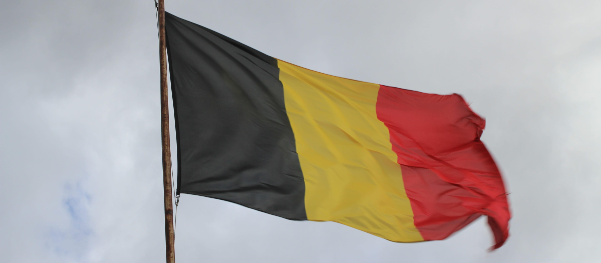 Una bandera de Bélgica ondeando, con los colores a la inversa de lo que marca la Constitución