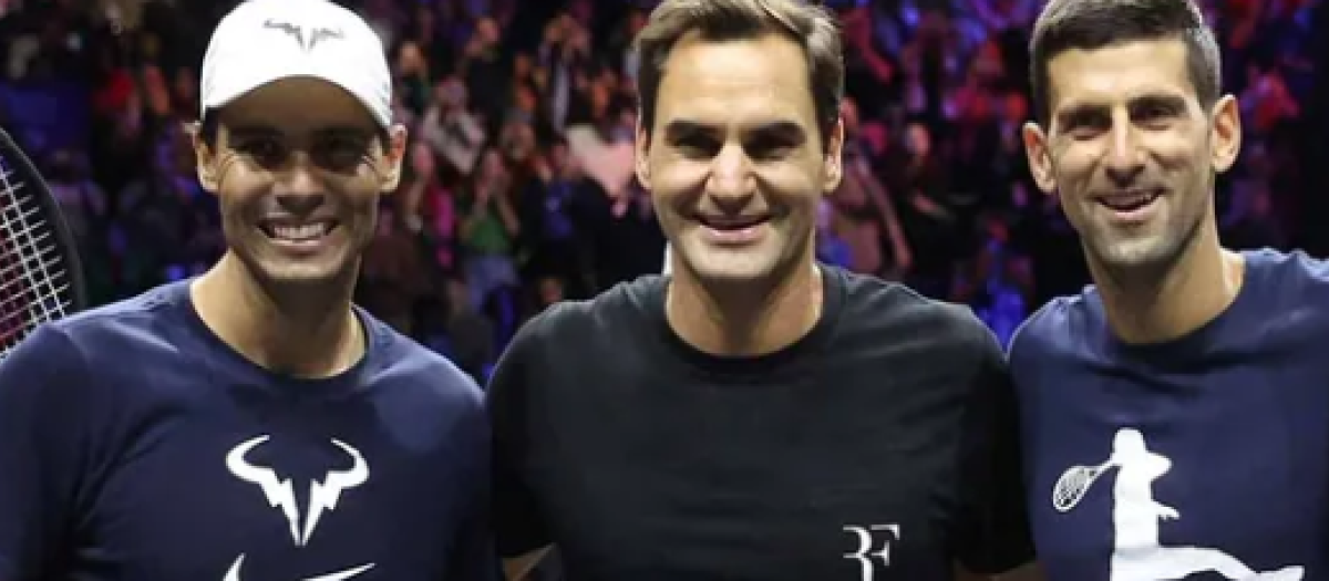 Nadal, Federer y Djokovic, en la retirada del suizo