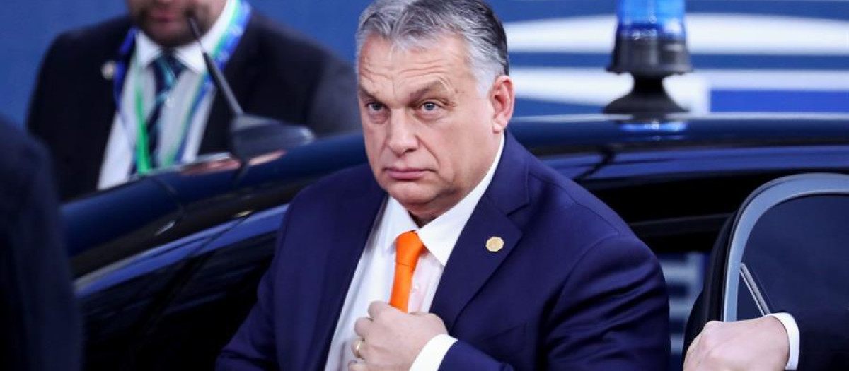 Viktor Orbán instantes antes de entrar a una reunión del Consejo Europeo en Bruselas
