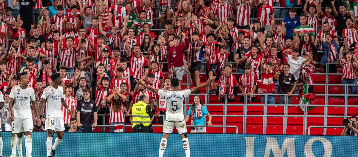 Bellingham celebra su primer gol oficial con el Real Madrid