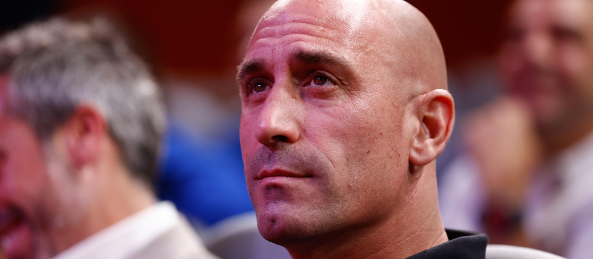Luis Rubiales, President of RFEF, is seen during the press conference of Jorge Vilda to give the players list for FIFA Women's World Cup celebrated at Ciudad del Futbol on June 12, 2023, in Las Rozas, Madrid, Spain.
Jorge Vilda press conference Pre-Women's World Cup, Las Rozas, Madrid, Spain - 12 Jun 2023