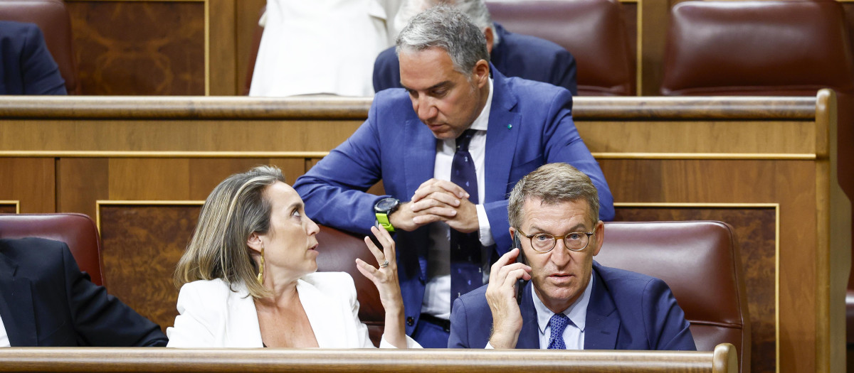 Alberto Núñez Feijóo y Cuca Gamarra en el Congreso