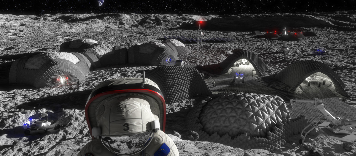 Ilustración de una hipotética base lunar