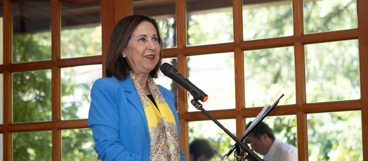 Margarita Robles pronuncia un discurso tras ser condecorada por Ucrania tras el apoyo español en la guerra con Rusia