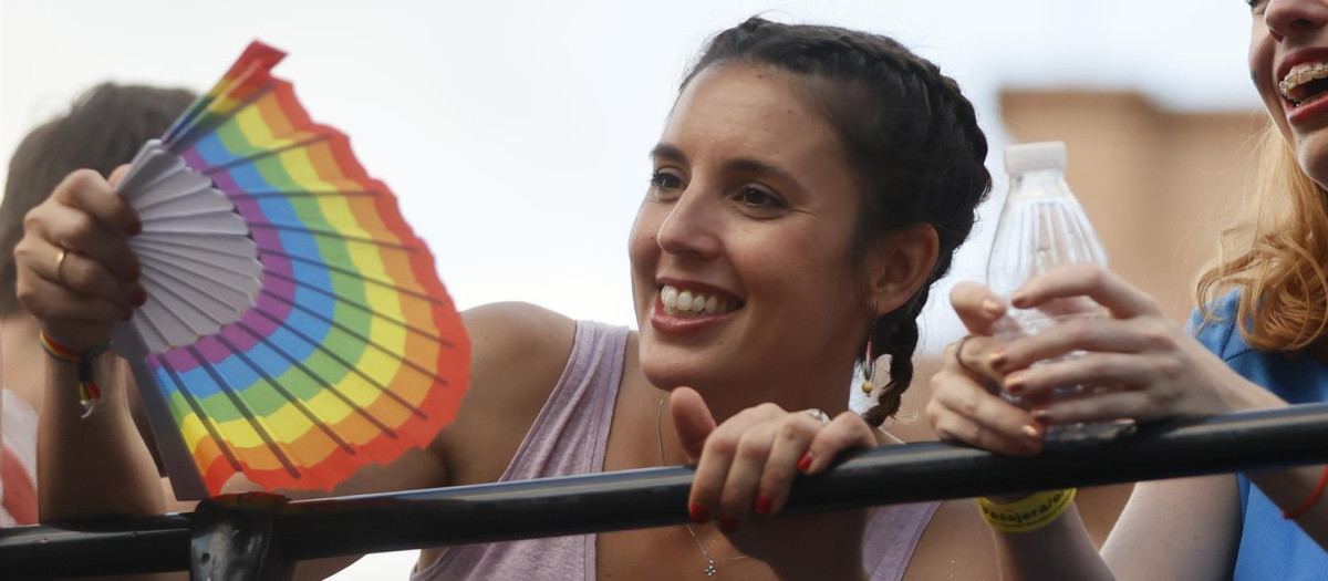 Irene Montero durante la celebración del Orgullo Gay en Madrid