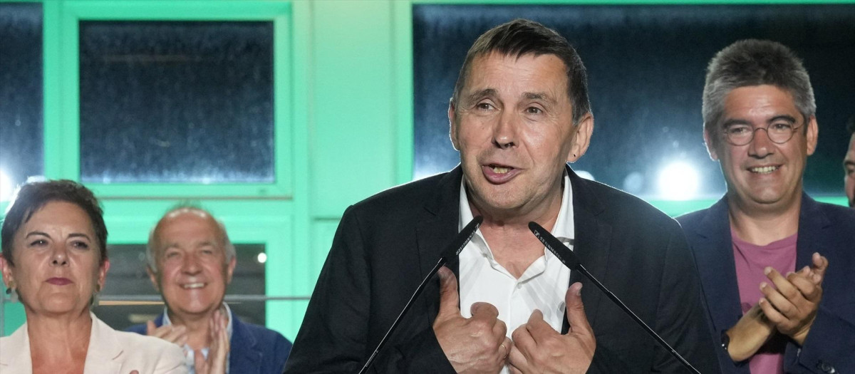 El líder de Bildu, Arnaldo Otegi, el pasado mes de julio, en un mitin