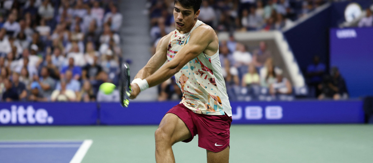 Carlos Alcaraz, en la primera ronda del US Open 2023