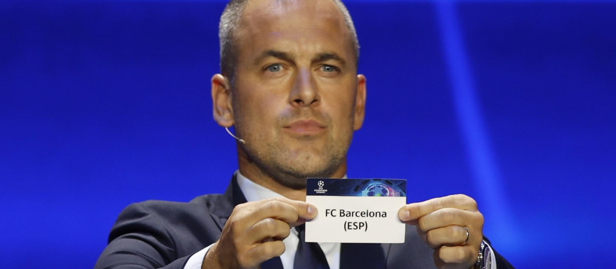 Imagen del sorteo de la Champions de este jueves en Mónaco