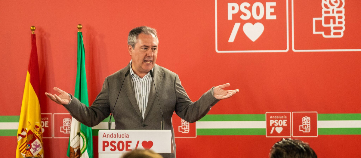 Juan Espadas, durante su intervención en la reunión de la Interparlamentaria del PSOE andaluz