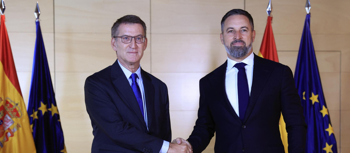 Alberto Núñez Feijóo y Santiago Abascal, durante la reunión