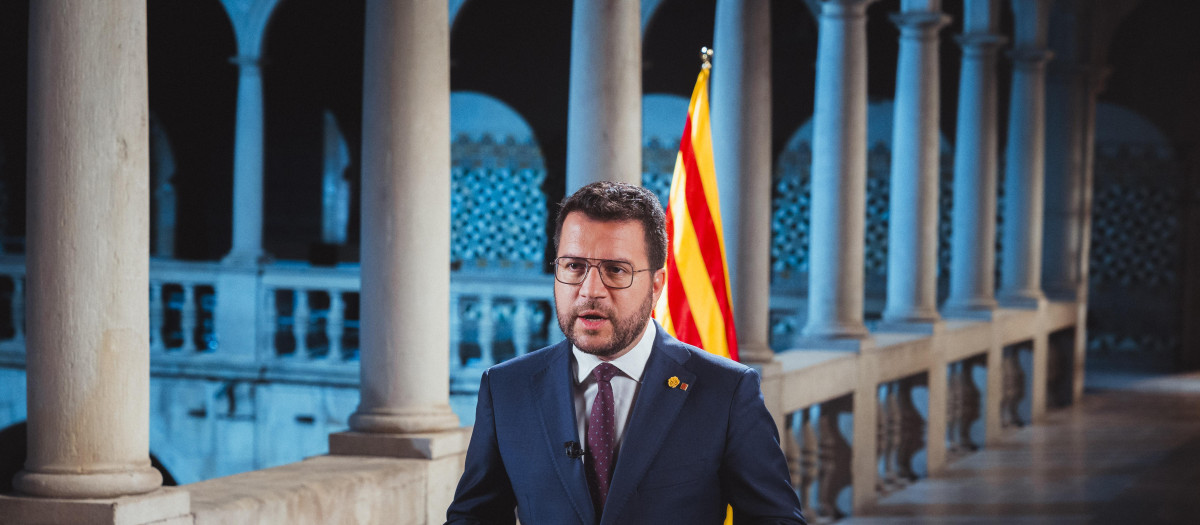 l presidente de la Generalitat, Pere Aragonès, durante su discurso por la Diada