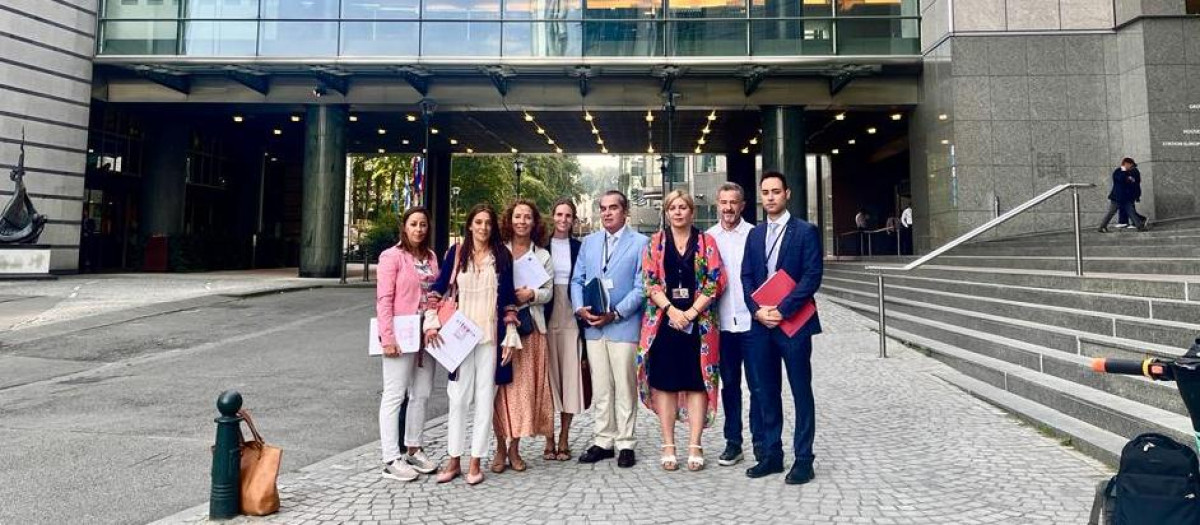 Miembros del SITCPLA frente al Parlamento Europeo