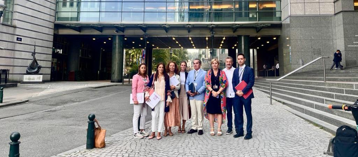 Miembros del SITCPLA frente al Parlamento Europeo