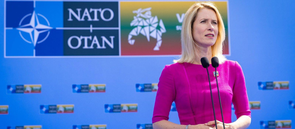La primera ministra de Estonia, Kajas Kallas, durante la cumbre de la OTAN