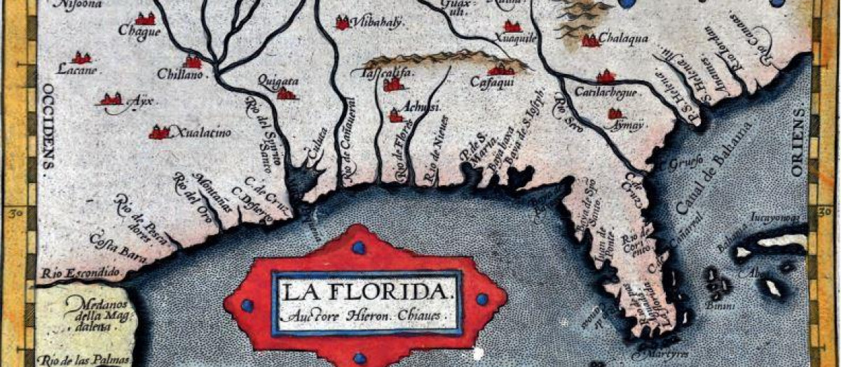 Mapa de La Florida en "Theatrum Orbis Terrarum", en el Museo Naval de Madrid