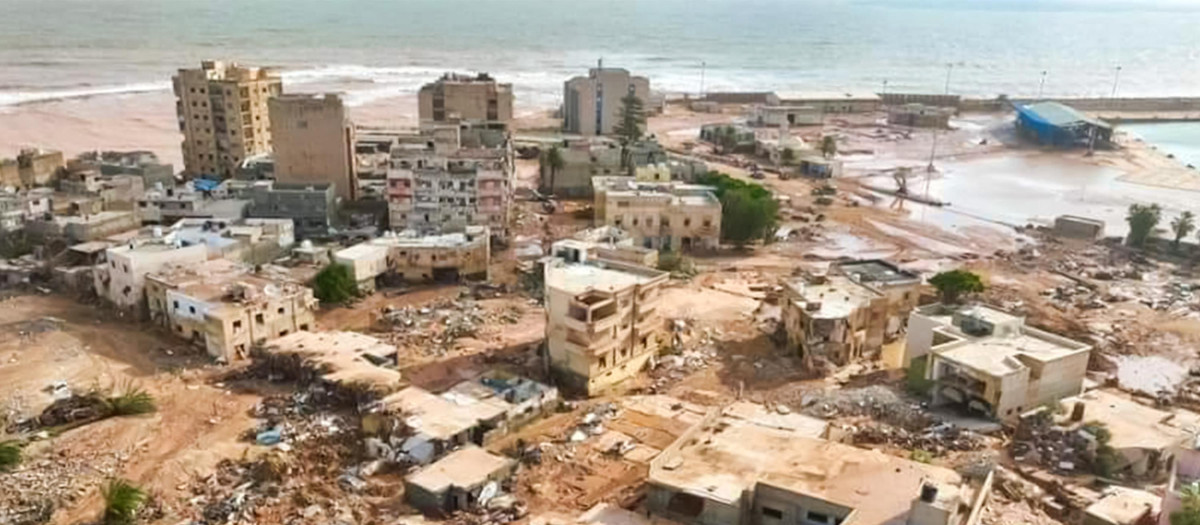 Vista general de la destrucción en Libia tras las inundaciones provocadas por la tormenta Daniel