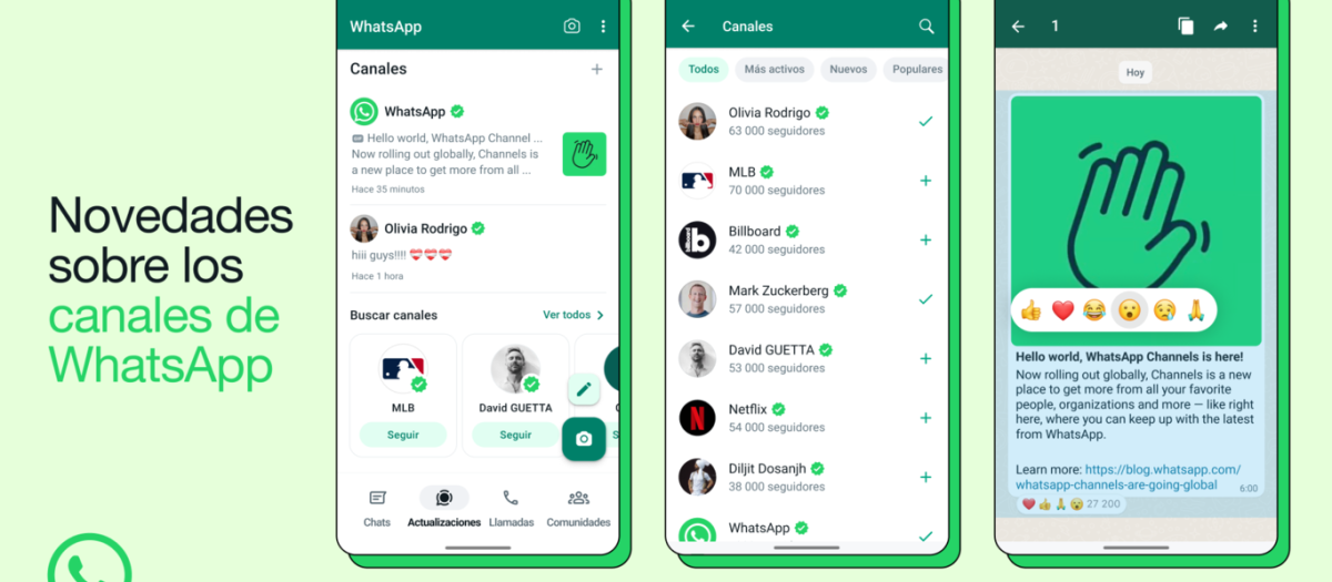 Nuevos canales de WhatsApp