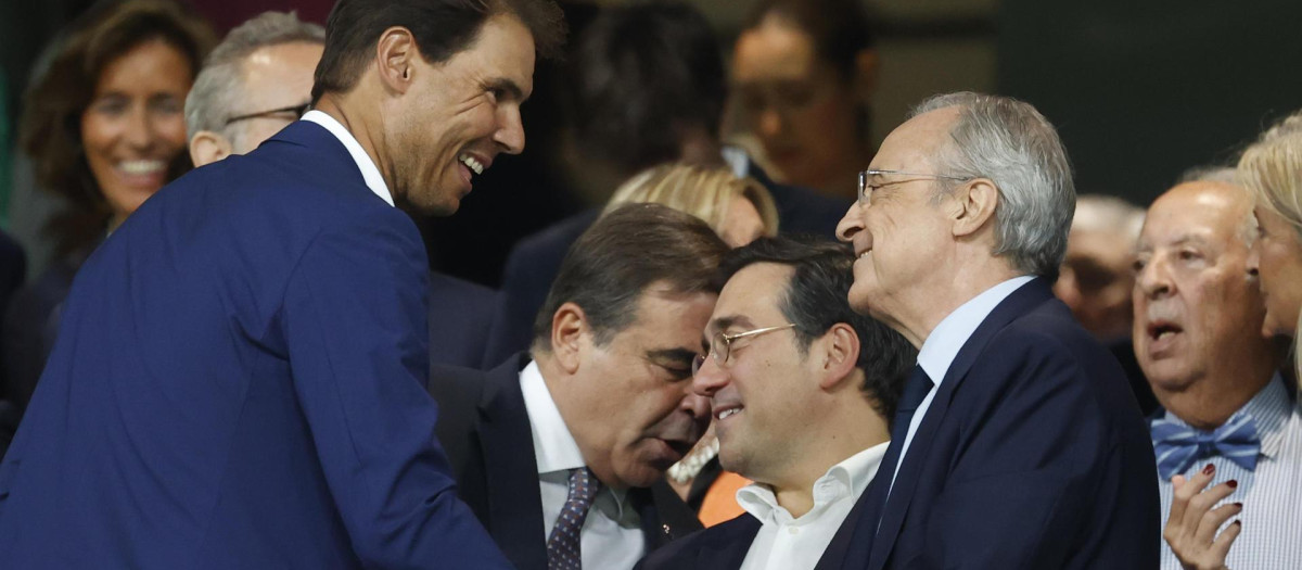 Rafa Nadal y Florentino Pérez, en el partido del pasado domingo en el Bernabéu