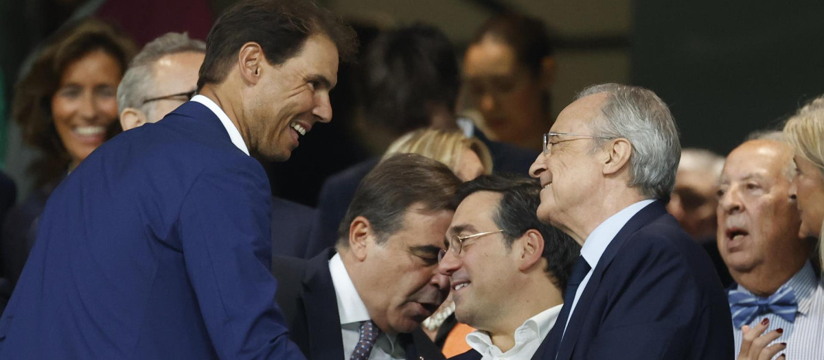 Rafa Nadal y Florentino Pérez, en el partido del pasado domingo en el Bernabéu