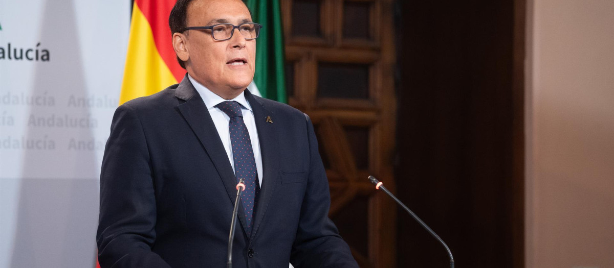 El consejero de Universidad, José Carlos Gómez Villamandos, este martes en la rueda de prensa tras el Consejo de Gobierno