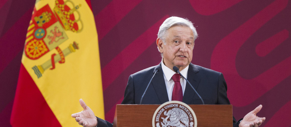 El presidente de México, Andrés Manuel López Obrador, durante un encuentro con Pedro Sánchez