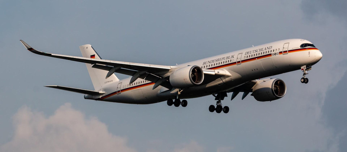 El Airbus A350-900 es el avión más grande de la flota gubernamental de Alemania