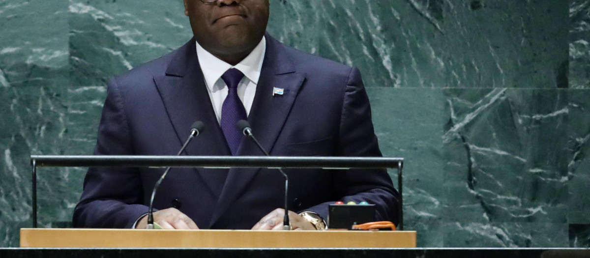 El presidente del Congo Felix-Antoine Tshisekedi Tshilombo durante su discurso en la ONU