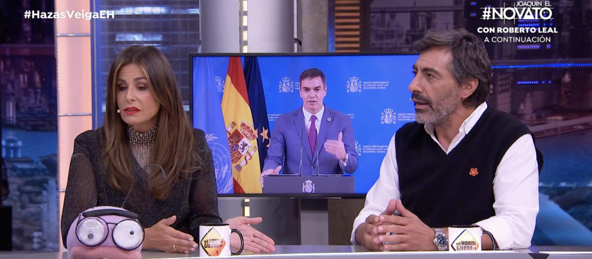 Nuria Roca y Juan del Val, este jueves durante la tertulia de 'El Hormiguero'
