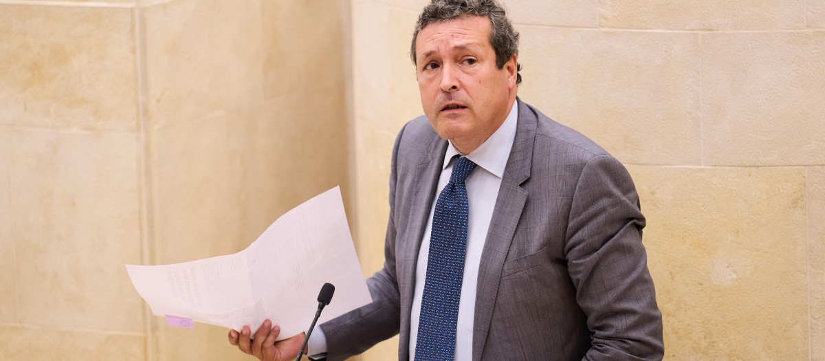 El diputado del PP en Cantabria Iñigo Fernández García interviene 
durante la sesión del Pleno en el Parlamento de Cantabria