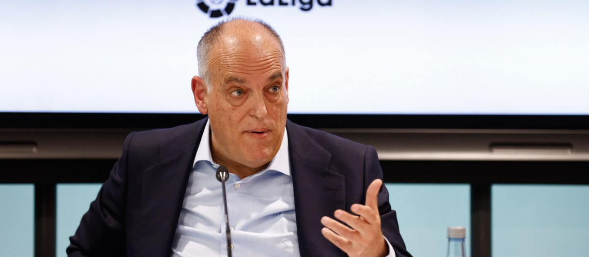 Javier Tebas, presidente de LaLiga, en un acto el pasado mes de mayo