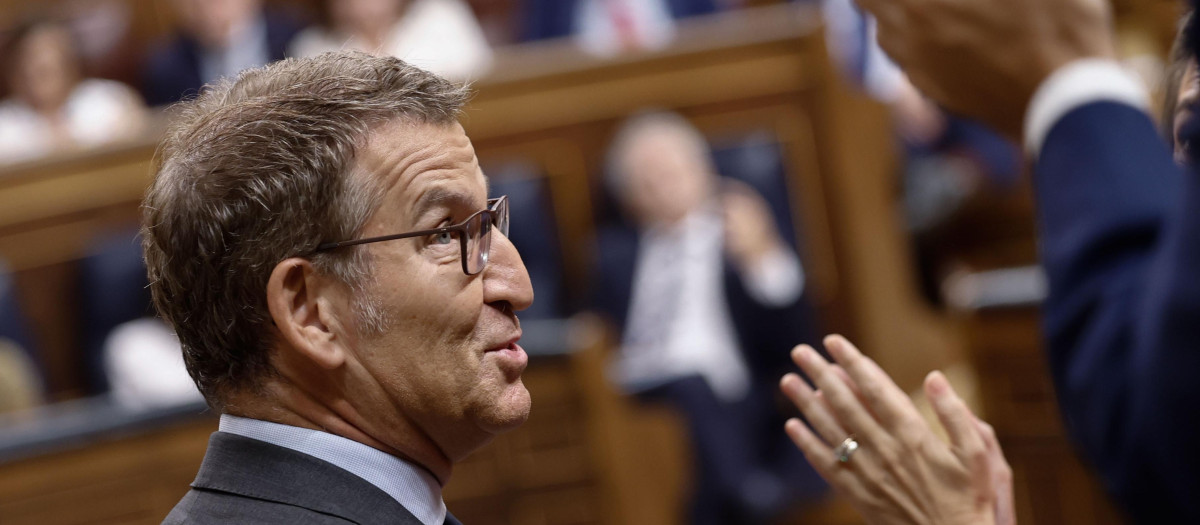 Alberto Núñez Feijóo, durante el debate de investidura