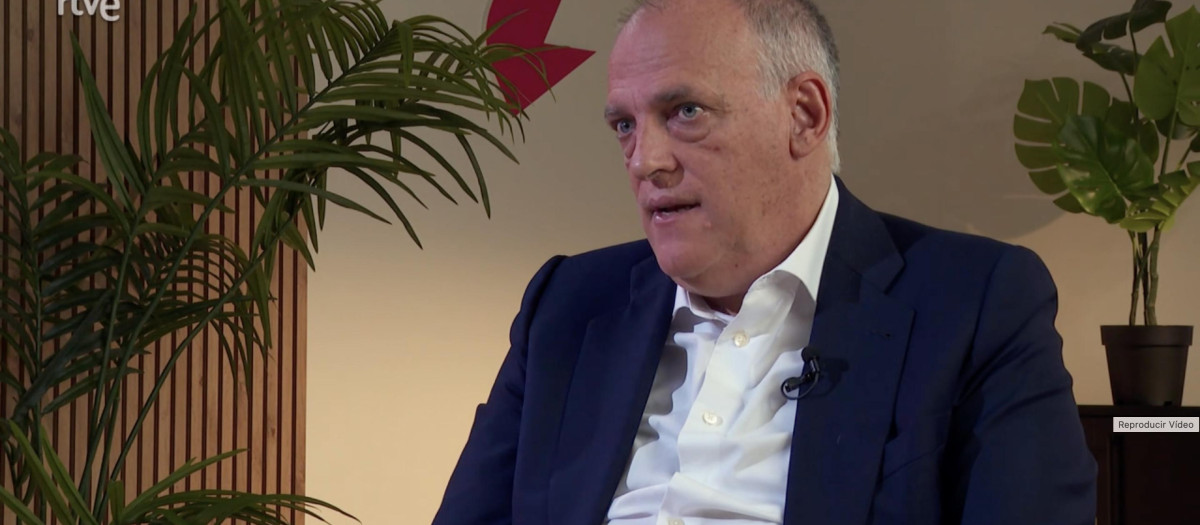 Javier Tebas, durante la entrevista